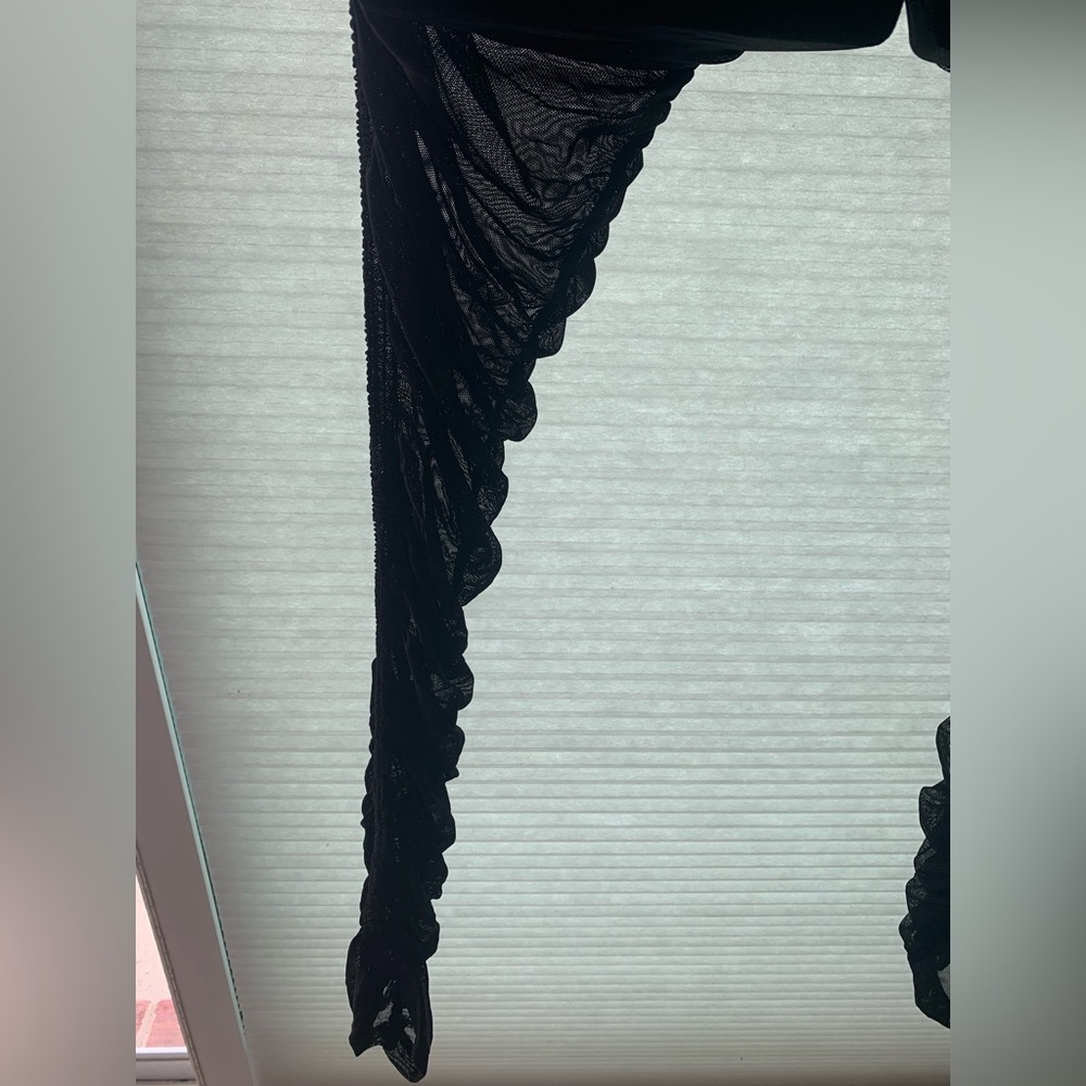 Torrid Black Sheer Ruched Mesh Leggings Plus Size 1X Open Leg Tights - Picture 13 of 16